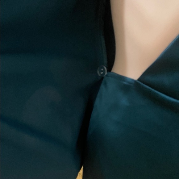 ASOS Deep Green Satin Wrap Blouse - Picture 12 of 13